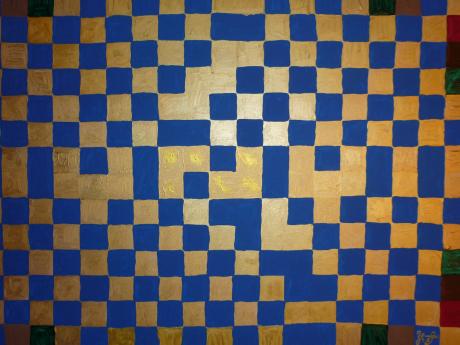 Karo in Blau & Gold  - Yvonne Schmied - Array auf Array - Array - Array