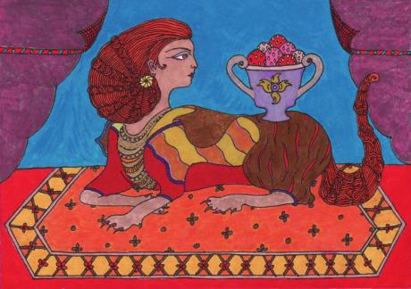 Sphinx mit Fruchtschale - Lischi v. Wulffen - Array auf - Array - Sphinx mit Fruchtschale - Lischi v. Wulffen - Array auf - Array -