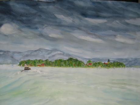 Chiemsee m. Fraueninsel vor Gewitter - Helmut Ebert - Array auf Array - Array - Array Chiemsee m. Fraueninsel vor Gewitter - Helmut Ebert - Array auf Array - Array - Array