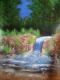 Waterfalls in the midst of Rocks - Rohini Yalakkishettar - Ãl auf Pappe-Papier - FluÃ - Expressionismus-Impressionismus-Naturalismus-Realismus