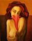 Frau mit Blume - Nazarii Kutseryb - Ãl auf Leinwand - weiblich-Frauen - Frau mit Blume - Nazarii Kutseryb - Ãl auf Leinwand - weiblich-Frauen -