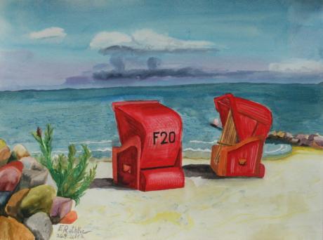 2 Strandkörbe am Strand von Schönhagen - Egon Rathke - Array auf - Array - 2 Strandkörbe am Strand von Schönhagen - Egon Rathke - Array auf - Array -